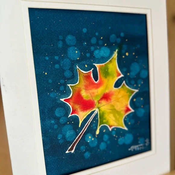 Hand-Made New Watercolor Art Autum Leaf - Picture 6 of 7